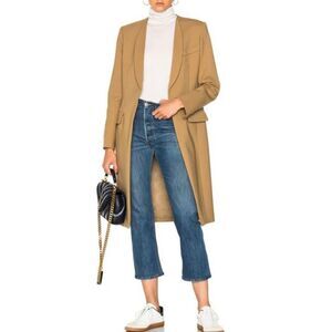 Smythe Skinny Lapel Wool Coat Mid Length Button Closure Size 6 Camel